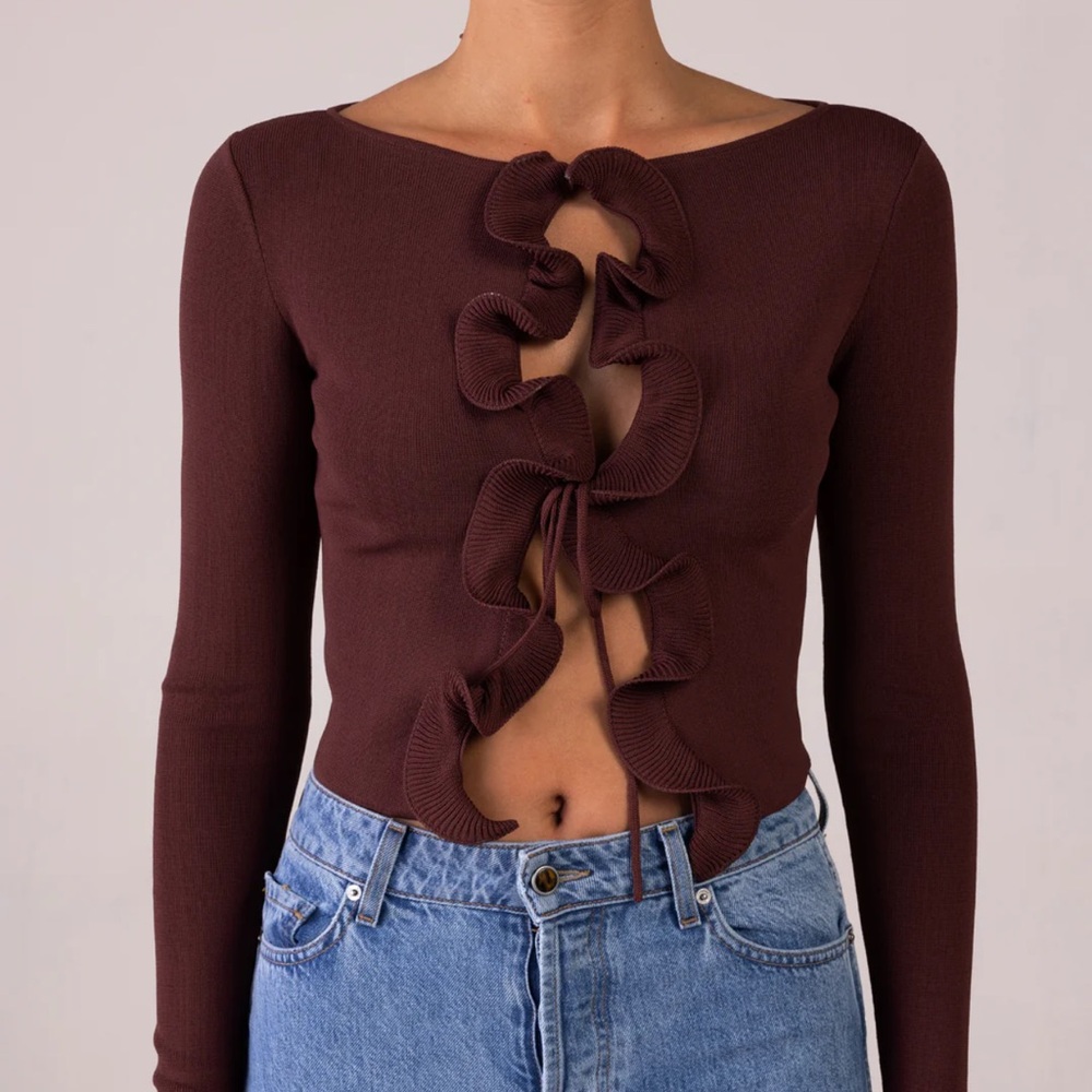 Elegant Burgundy Ruffle Top